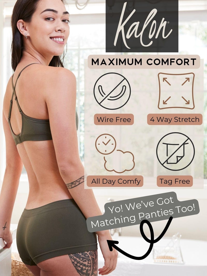 Kalon Womenâ€™s 4 Pack Demi Padded Bralette Wireless Comfortable Bra (X-Large, Earth) - Image 5